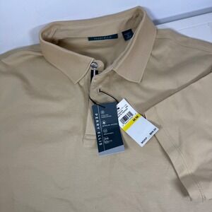 Perry Ellis Men's Polo Shirt M Beige Cooling Moisture Wicking Breathable Stretch